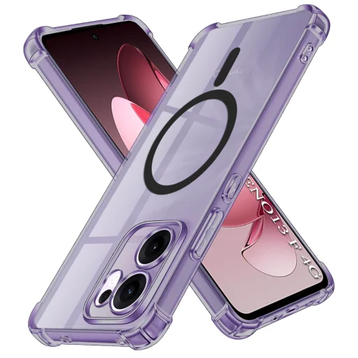 Oppo Reno13 F 4G / Reno13 F 5G / Reno13 FS 5G Techsuit Shockproof Átlátszó Szilikon MagSafe - Füstös Fekete tok - 1