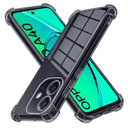 Oppo A40 4G Smoke Black Techsuit - Shockproof Clear Silicone tok - 1