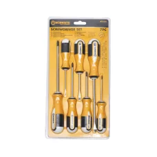 WORKSITE WT1606 csavarhúzó készlet, 7db, lapos és Phillips csillag fejek, mágneses, edzett