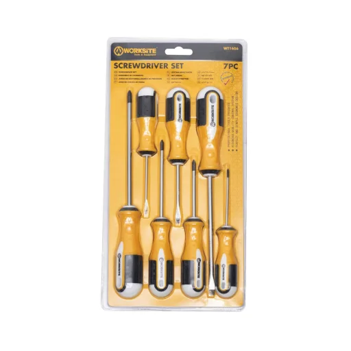 WORKSITE WT1606 csavarhúzó készlet, 7db, lapos és Phillips csillag fejek, mágneses, edzett - 1