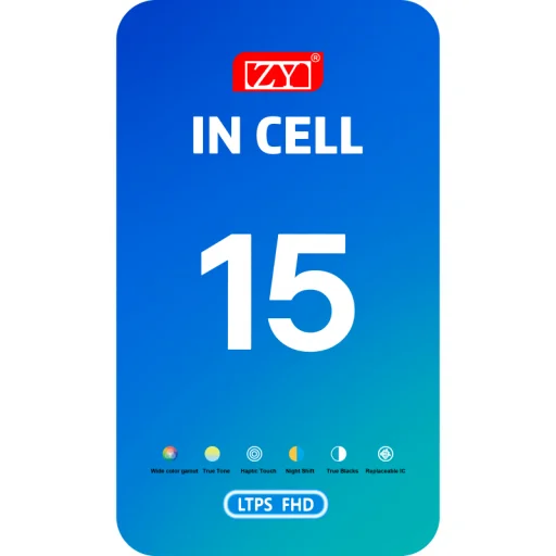 LCD kijelzőmodul ZY Apple iPhone 15 készülékhez, In-Cell IC verzió, fekete - 4