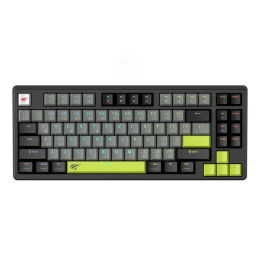 Gaming Keyboard (KB904L) Havit - Videojáték-billentyűzet USB, RGB világítással, 85 billentyű, gyors aktiválás, 1,8 m, 5V, 8kHz - Fekete / Zöld - 3