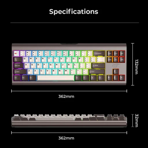 Gaming Keyboard Havit (KB896L) - USB-C, RGB világítással, 71 gomb, 1.2m, 350mA, 5V - Rózsaszín - 3