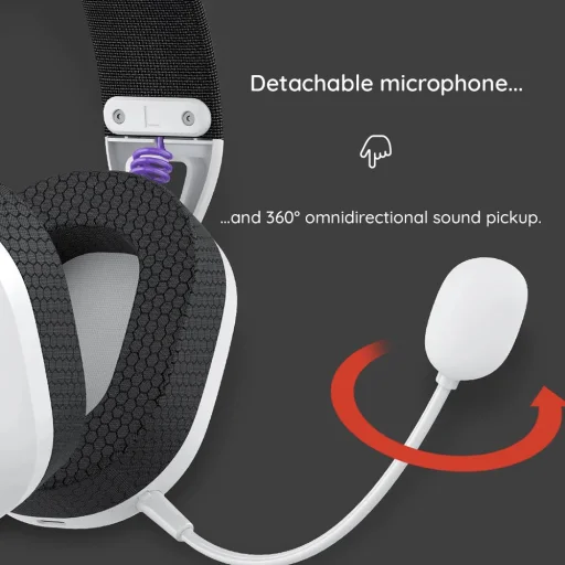 Fuxi-H3 Játékkonzol fejhallgató Havit - Vezeték nélküli, mikrofonnal, alacsony késleltetéssel, 40 mm-es hangszóróval, 600mAh, Type-C/Jack - Szürke - 3