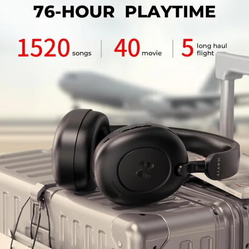 Wireless Headphones (H655BT) - Fülre helyezhető, Bluetooth 5.3, Hibrid Aktív Zajszűrés, 700mAh, Összecsukható, USB-C - Fekete Havit - 6