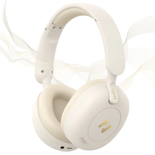Havit Vezeték nélküli Fejhallgató H655BT Pro - tok, Bluetooth 5.3, zajszűrés, multipoint, Hi-Res, 700mAh - Bézs - 7