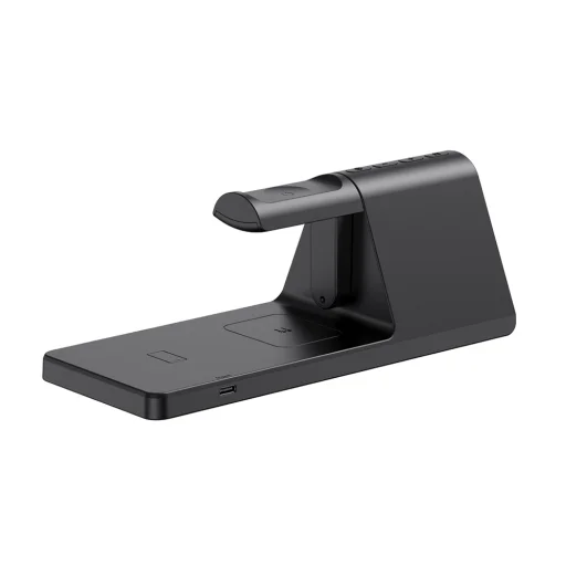 Wireless Charging Station 3in1 (W3042) Óra Kijelzővel és Ébresztővel, 15W - Fekete - Havit - 4