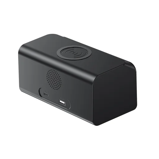 Havit - 6in1 Vezeték nélküli töltő (W3041) - Óra/Ébresztőnaptár/Bluetooth hangszóró/Hőmérséklet funkciókkal - Fekete - 4