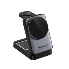 Telefon/Fülhallgató/Óra 3in1 Vezeték nélküli Töltőállomás (W3103), 15W - Fekete/Szürke Havit