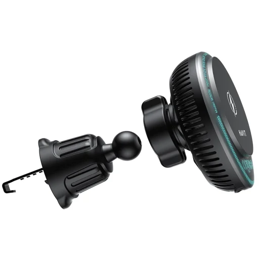 Havit Autós tartó vezeték nélküli töltéssel (W3036) - hűtővel, légbeömlőre, 15W - Fekete - 4