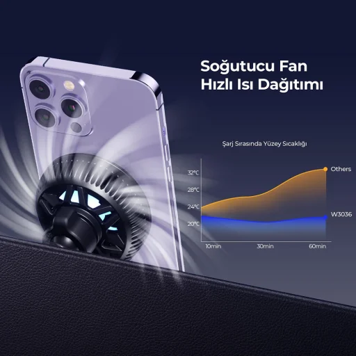 Havit Autós tartó vezeték nélküli töltéssel (W3036) - hűtővel, légbeömlőre, 15W - Fekete - 6