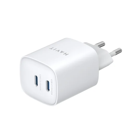 Wall Charger Havit UC45W EU - GaN, 2 x Type-C, PD45W, ABS, PC - Fehér - 2
