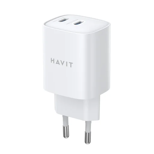 Wall Charger Havit UC45W EU - GaN, 2 x Type-C, PD45W, ABS, PC - Fehér - 1