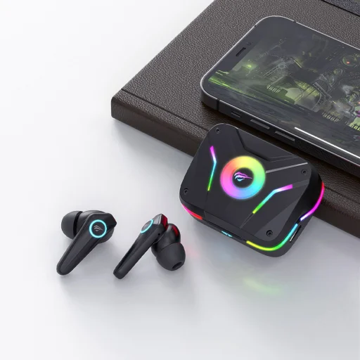 Havit TW952 PRO RGB Vezeték nélküli fülhallgató - Játékhoz, Type-C, Bluetooth 5.0, ENC, TWS, RGB, Mikrofon, FPC, 470mAh - Fekete - 5