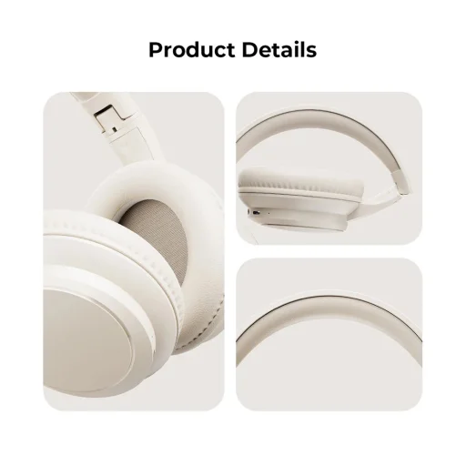 Wireless Headphones (H619BT) Fejhallgató - Vezeték nélküli, Bluetooth V5.4, ENC, 3 EQ Mód, 400mAh, Type-C, Gombvezérlés - Fehér - 3
