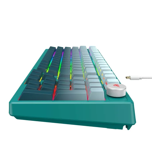 Gaming Keyboard (KB899L) Havit - USB-C, RGB világítás, 1.8m, 350mA - Fehér / Zöld - 3