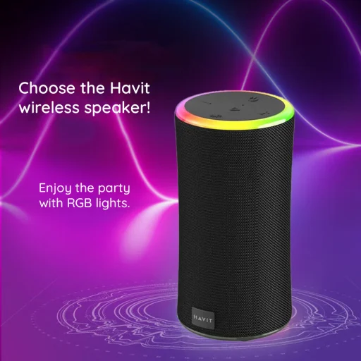 Havit Wireless Speaker (SK833BT) Type-C, Bluetooth 5.3, TWS, TF, USB, Kihangosított hívások, RGB világítás, IPX6, 4000mAh Fekete - 3