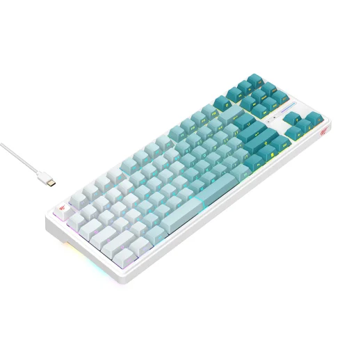 Gaming Keyboard (KB901L) Havit - USB-C, RGB világítással, 1,8m, 200mA - Fehér / Zöld - 2