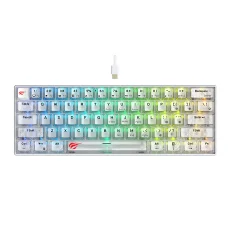 Gaming Keyboard Havit (KB903L) - USB-C, RGB világítással, 1.8m, 200mA - Átlátszó fehér