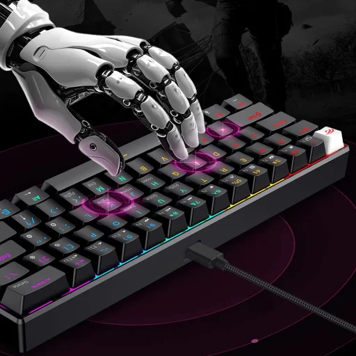 Gaming Keyboard Havit (KB903L) - USB-C, RGB világítással, 1.8m, 200mA - Átlátszó fehér - 5