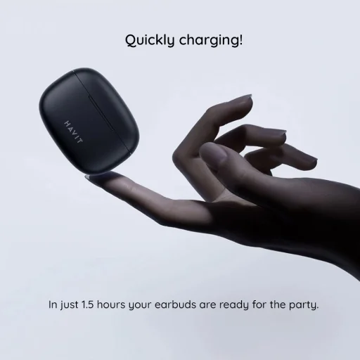 Havit - Wireless Earbuds (TW967 Pro) - Mikrofonos, Bluetooth 5.3, Valódi Vezeték Nélküli Sztereó, Type-C, 300mAh - Fekete - 5