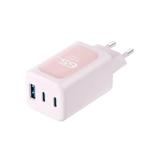 Havit - Fali töltő (UC260 EU) - 2x USB-C, USB, 65W - Rózsaszín - 4