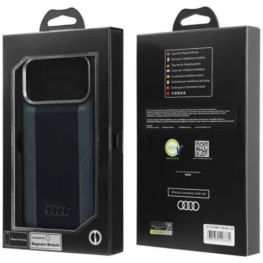 iPhone 17 Pro Max čierne puzdro Audi A6 zo syntetickej kože MagSafe - 9