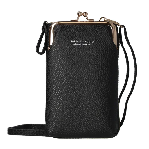 Kötött táska telefonhoz design 2 fekete - 1