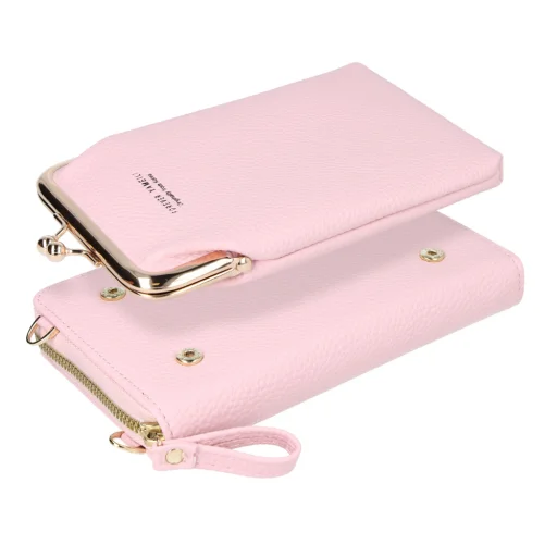 Kötött táska telefonhoz 2-es dizájn világos rózsaszín - 2