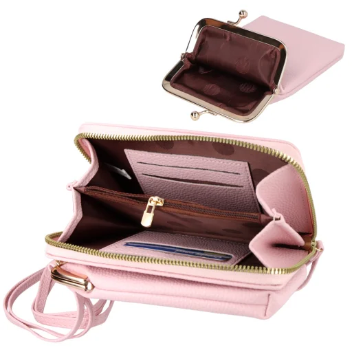 Kötött táska telefonhoz 2-es dizájn világos rózsaszín - 4