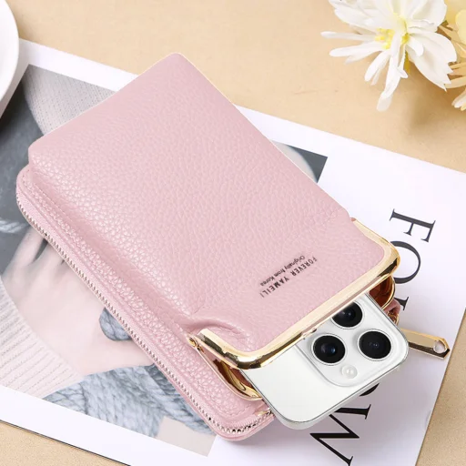 Kötött táska telefonhoz 2-es dizájn világos rózsaszín - 5