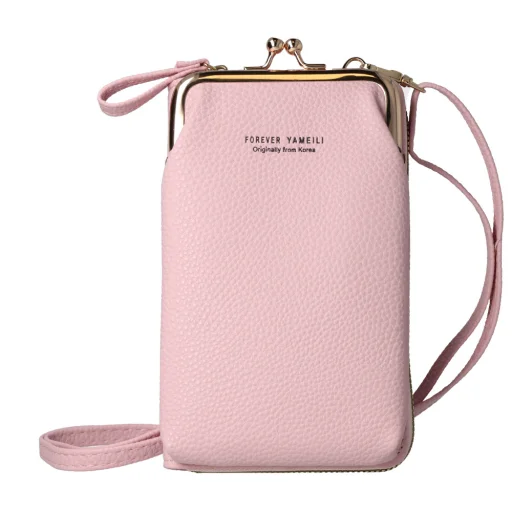 Kötött táska telefonhoz 2-es dizájn világos rózsaszín - 1