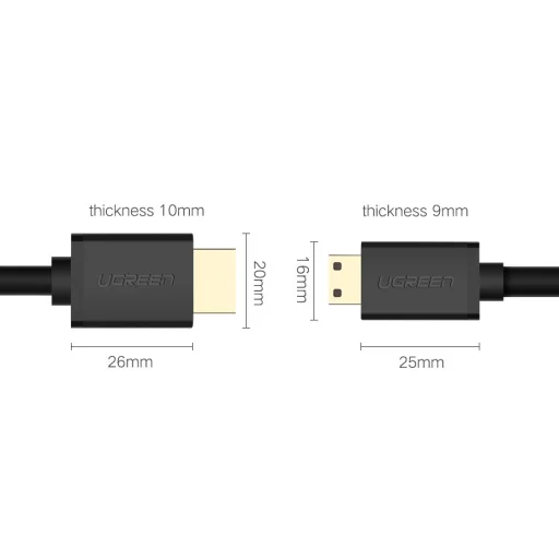 Ugreen HDMI - mini HDMI kábel 19 pin 2.0v 4K 60Hz 30AWG 1,5m fekete (11167) - 10