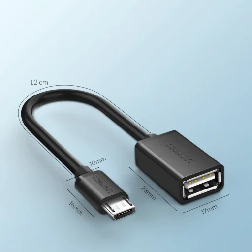 Ugreen USB (aljzat) - micro USB (csatlakozóvég) OTG kábel adapter 12cm USB 2.0 480Mbps fekete (US133 10396) - 11