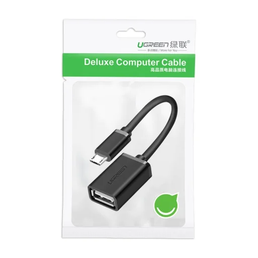 Ugreen USB (aljzat) - micro USB (csatlakozóvég) OTG kábel adapter 12cm USB 2.0 480Mbps fekete (US133 10396) - 12