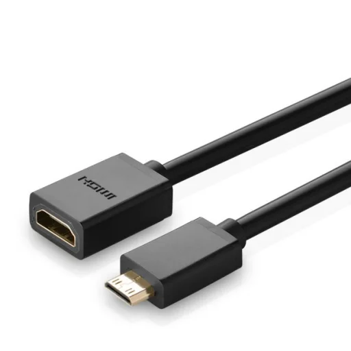 Ugreen HDMI (aljzat) - mini HDMI (csatlakozó) kábel adapter 4K 60Hz Ethernet HEC ARC 32 csatornás audio  22cm fekete (20137) - 7