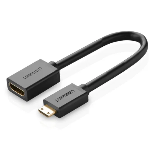 Ugreen HDMI (aljzat) - mini HDMI (csatlakozó) kábel adapter 4K 60Hz Ethernet HEC ARC 32 csatornás audio  22cm fekete (20137) - 3