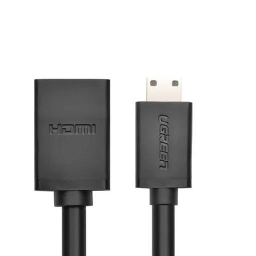 Ugreen HDMI (aljzat) - mini HDMI (csatlakozó) kábel adapter 4K 60Hz Ethernet HEC ARC 32 csatornás audio  22cm fekete (20137) - 4