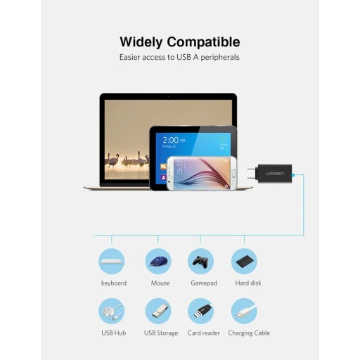 Ugreen USB 3.2 Gen 1 (aljzat) - USB Type-C (csatlakozóvég) OTG adapter fehér (30155) - 16