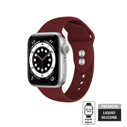 Crong Liquid szíj Apple watch 42/44/45 mm, burgundi színben - 7