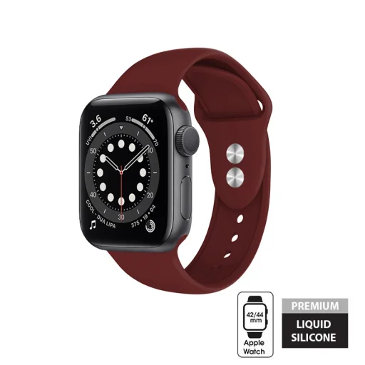 Crong Liquid szíj Apple watch 42/44/45 mm, burgundi színben - 8