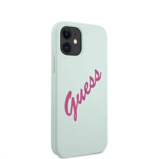 iPhone 12 mini Guess GUHCP12SLSVSBF Silicone Vintage Fuchsia Script tok kék színben - 2