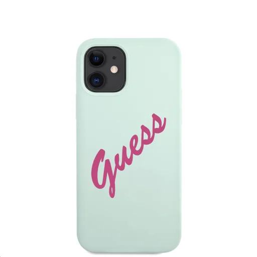 iPhone 12 mini Guess GUHCP12SLSVSBF Silicone Vintage Fuchsia Script tok kék színben - 3