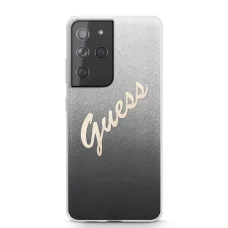 Samsung S21 Ultra Guess GUHCS21LPCUGLSBK Glitter Gradient Vintage tok flitteres fekete