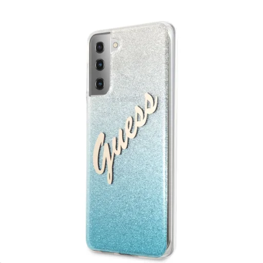 Samsung S21+ Plus Guess GUHCS21MPCUGLSBL Glitter Gradient Vintage tok flitteres világoskék - 1
