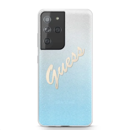 Samsung S21 Ultra Guess GUHCS21LPCUGLSBL Glitter Gradient Vintage tok flitteres világoskék - 1