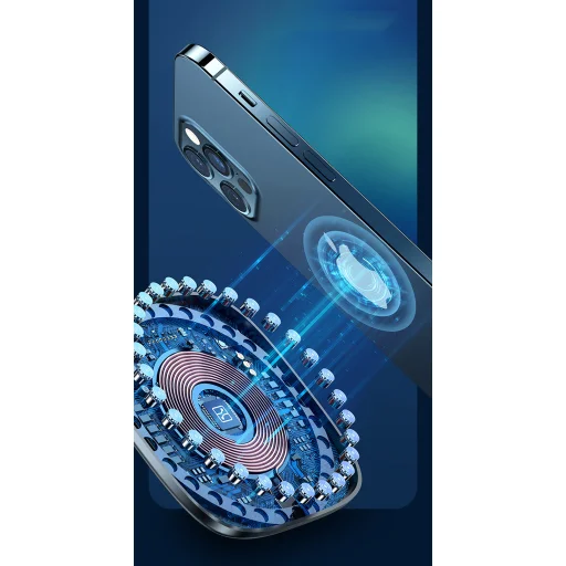 USAMS CD159 W1 Extra vékony MagSafe vezeték nélküli Qi mágneses töltő 15W fekete - 4