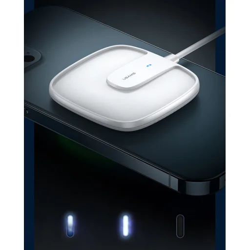 USAMS CD159 W1 Extra vékony MagSafe vezeték nélküli Qi mágneses töltő 15W fehér - 2