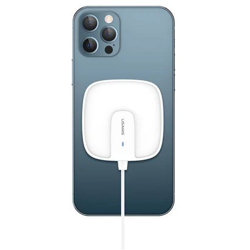 USAMS CD159 W1 Extra vékony MagSafe vezeték nélküli Qi mágneses töltő 15W fehér - 1
