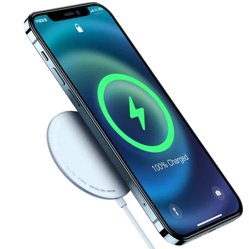 USAMS CD160 W2 Cink ötvözet MagSafe vezeték nélküli Qi mágneses töltő 15W ezüst - 2